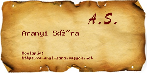 Aranyi Sára névjegykártya