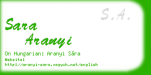 sara aranyi business card