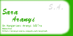 sara aranyi business card